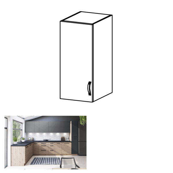 Dulap superior, stejar artizanal / gri mat, stânga, LANGEN G30