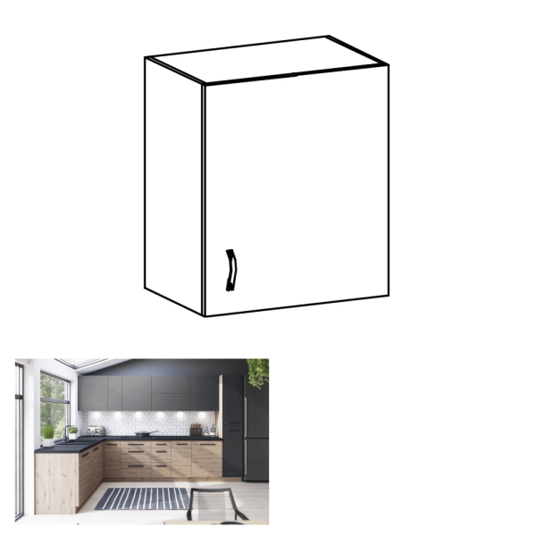 Dulap superior, stejar artizanal / gri mat, dreapta, LANGEN G60