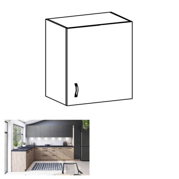 Dulap superior, stejar artizanal / gri mat, dreapta, LANGEN G60G