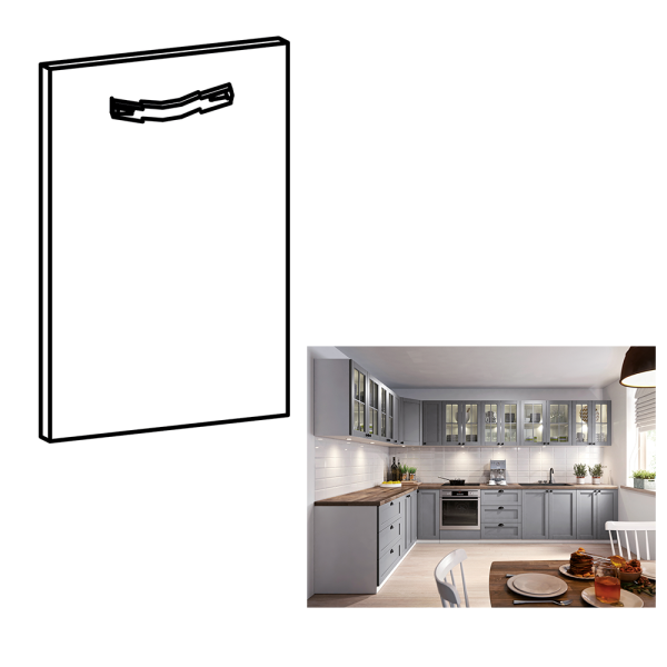 Uşă pentru maşina de spălat vase, gri mat, 59,6x71,3, LAYLA