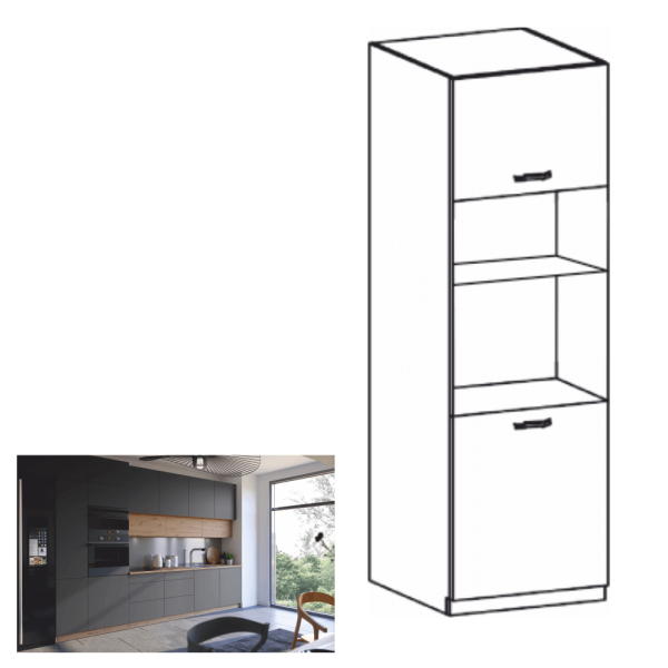 Dulap înalt, stejar artizanal / gri mat, LANGEN D60PM