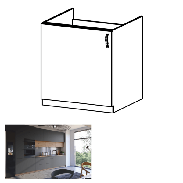 Dulap pt. chiuvetă, stejar artizanal / gri mat, stânga, LANGEN D60Z