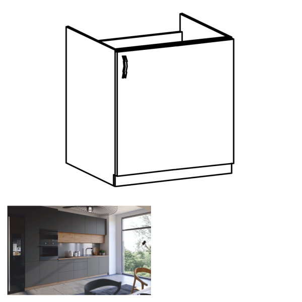 Dulap pt. chiuvetă, stejar artizanal / gri mat, dreapta, LANGEN D60Z