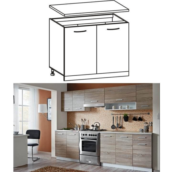 Dulap de bucătărie, inferior, stejar sonoma/alb, CYRA NEW D 80