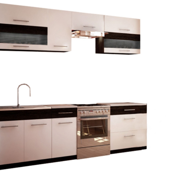 Mobilier de bucătărie, alb/wenge, JURA NEW B ZS 2,6m