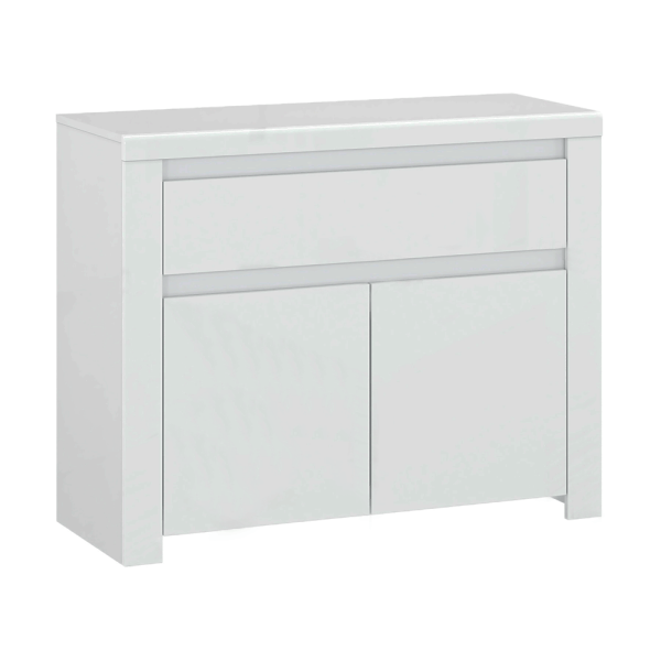 Comodă 2D1S, alb lucios, LINDY