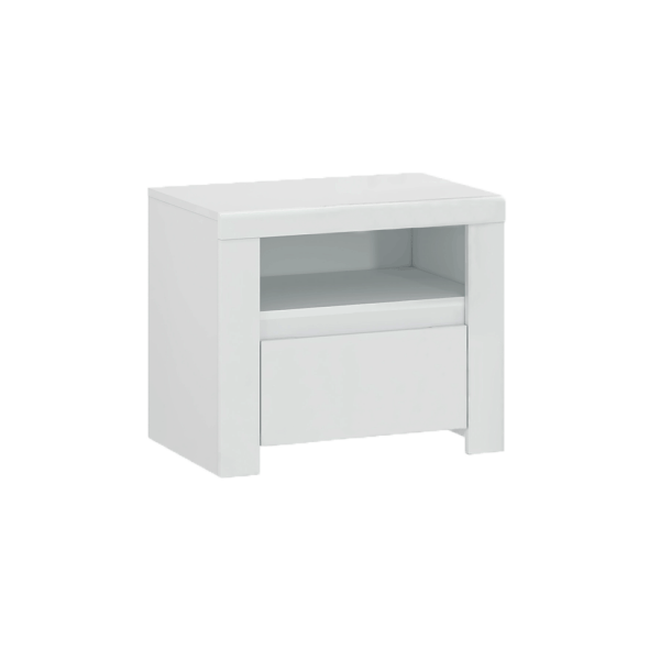 Noptieră 1S, alb lucios, LINDY