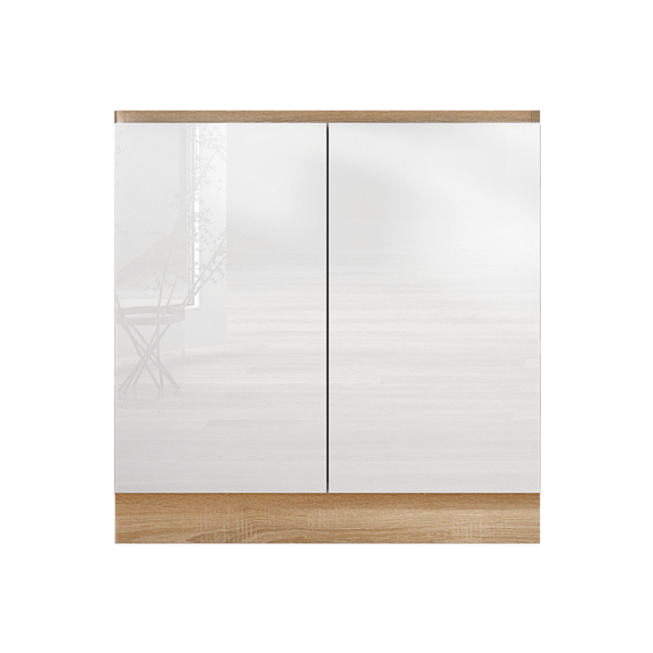 Mască chiuvetă cu 2 uşi, alb super luciu HG, LINE ALB