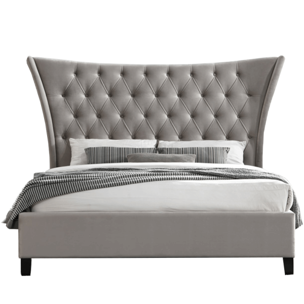 Pat matrimonial, maro deschis/negru, 180x200, ALESIA