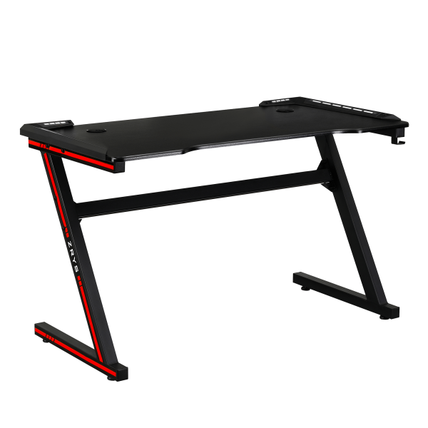 Masă de joc / masă pentru computer, cu iluminare LED RGB, negru / roşu, MACKENZIE 120cm
