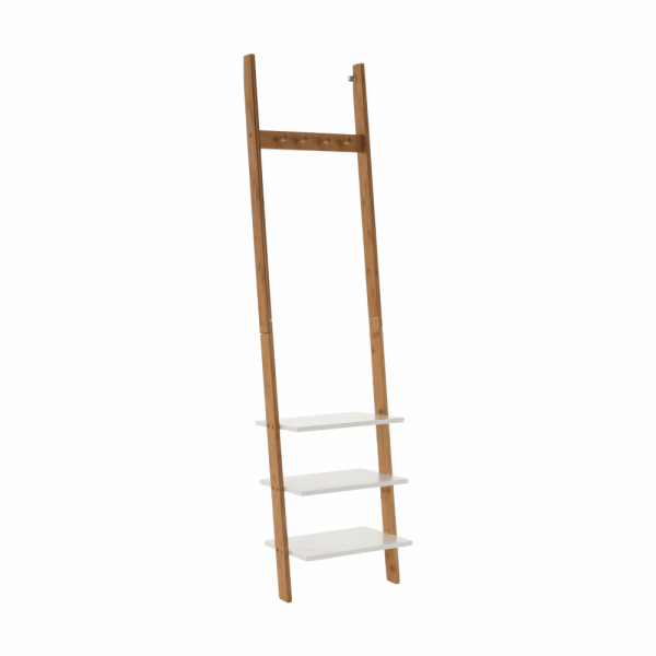 Cuier cu rafturi, alb/bambus, MARIKE TYP 1