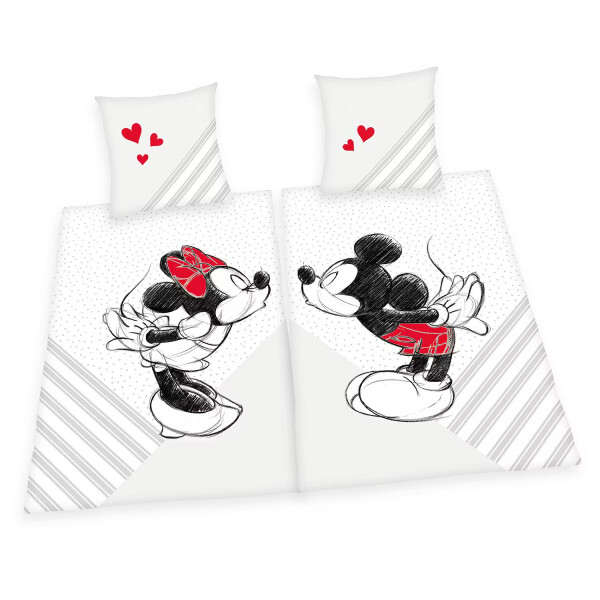 Lenjerie de pat pentru cuplu Mickey & Minnie Mouse