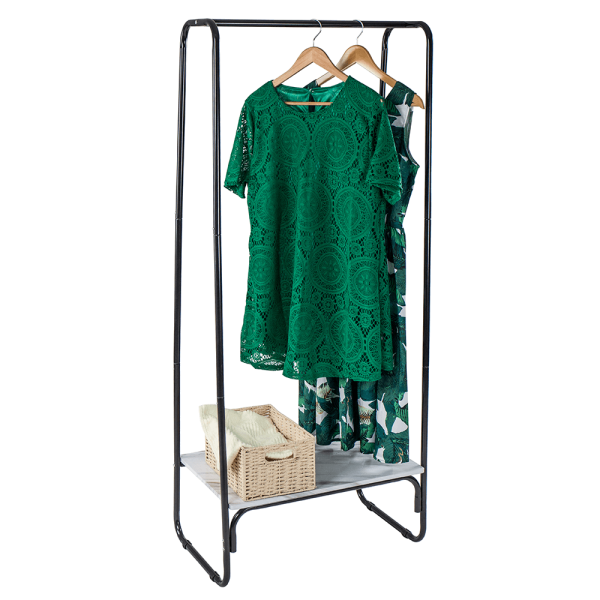 Cuier cu poliţă, negru / marmură, SIELA