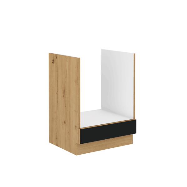 Dulap inferior pentru aragaz încorporat, stejar artizan/ negru mat, MONRO 60 D GAZ BB