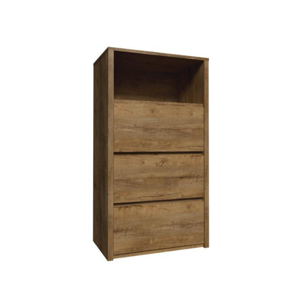 Comodă cu trei sertare şi poliţă, stejar lefkas închis, MONTANA KS3