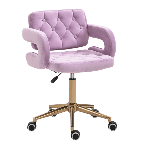 Scaun de birou, ţesătură de catifea roz / auriu, NELIA