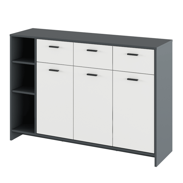 Comodă, grafit / alb, NEPOLA TIP 2