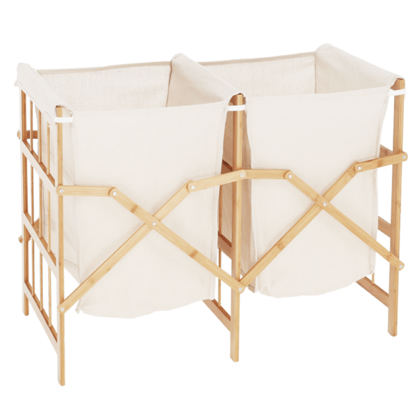 Coş pentru rufe cu două compartimente, natural/bej, NORDIS