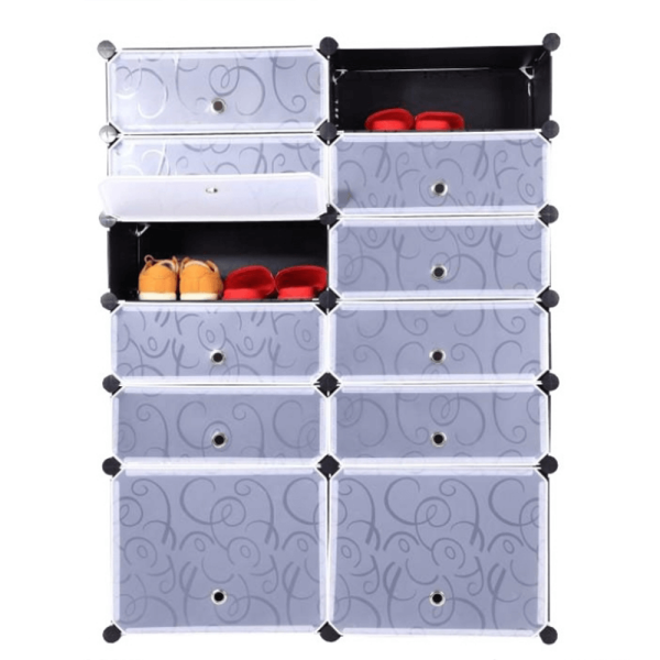 Organizator de pantofi modular, negru / alb lapte, BEKIM TYPE 2