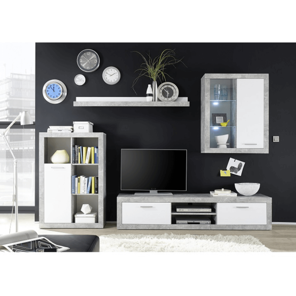 Mobilier de living, alb/ciment, KLARK