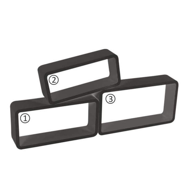 Poliţe, 3 buc, negre, AMOS FY 11042