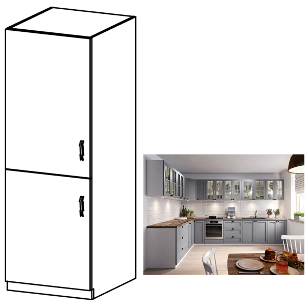 Dulap înalt, gri mat/alb, model stânga, LAYLA D60R