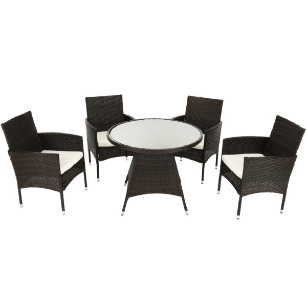 Set de grădină din ratan cu 5 piese, maro închis/crem, RANDEL