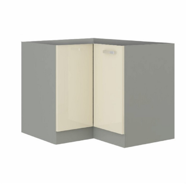 Dulap inferior de colţ, crem lucios, PRADO 90/90 DN ZB