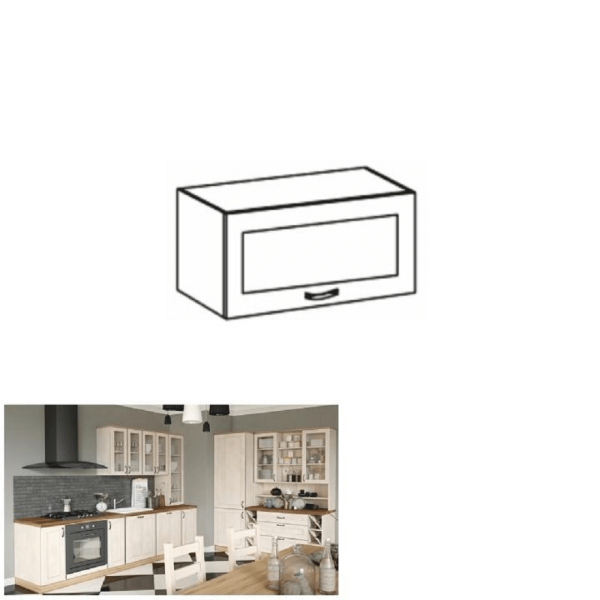 Dulap superior 1 uşă cu geam, alb/pin nordic, ROYAL G60KSN