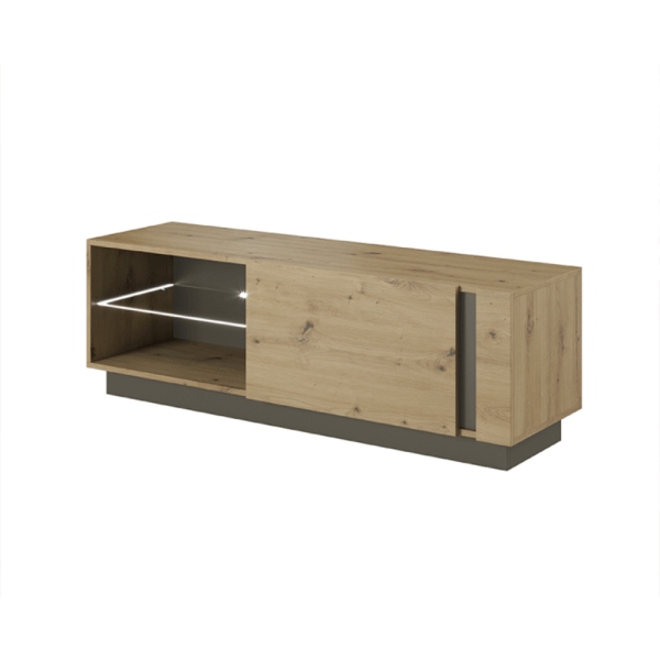 Comodă RTV 138, stejar artisan/grafit gri, CITY