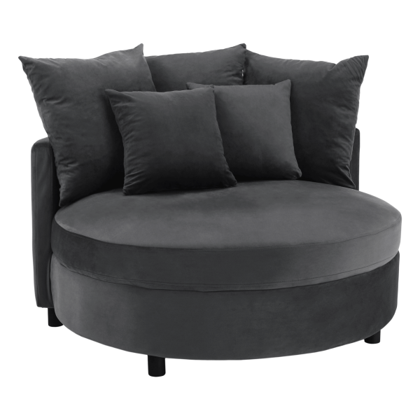 Fotoliu rotund, ţesătură de catifea gri, SALOTO
