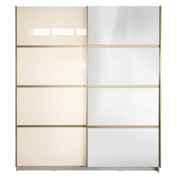 Gold Dulap 1800 Crem cu usi MDF Lucios si Oglinda