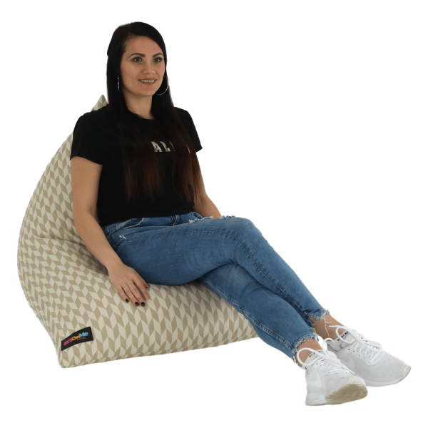 Fotoliu tip sac, crem/material textil cu model, RIUK