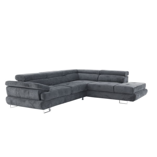 Colţar, material textil gri, model dreapta, BUTON P