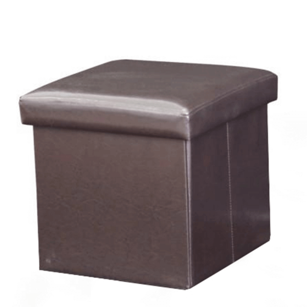 Taburet pliabil, piele eco maro închis, TELA NEW
