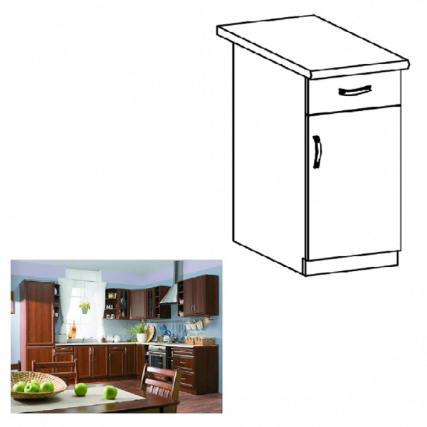 Dulap inferior D40S1 cu 1 sertar, model dreapta, nuc Milano, SICILIA