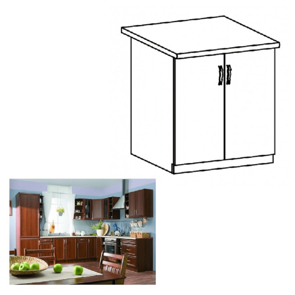 Dulap inferior D60 cu 2 uşi, nuc Milano, SICILIA