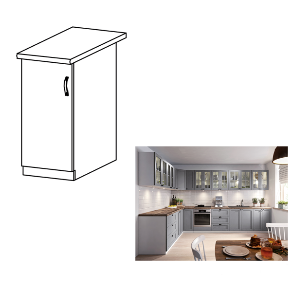 Cabinet inferior, gri mat/alb, model stânga, LAYLA D30