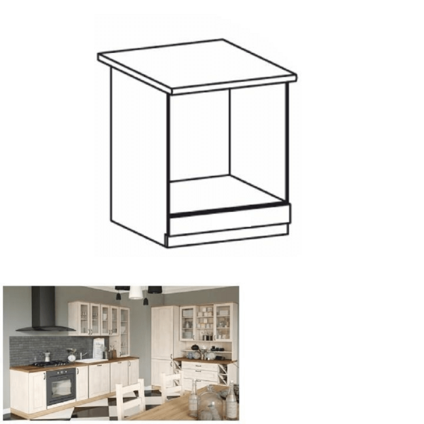 Dulap inferior pentru aragaz, alb/pin nordic, ROYAL D60ZK