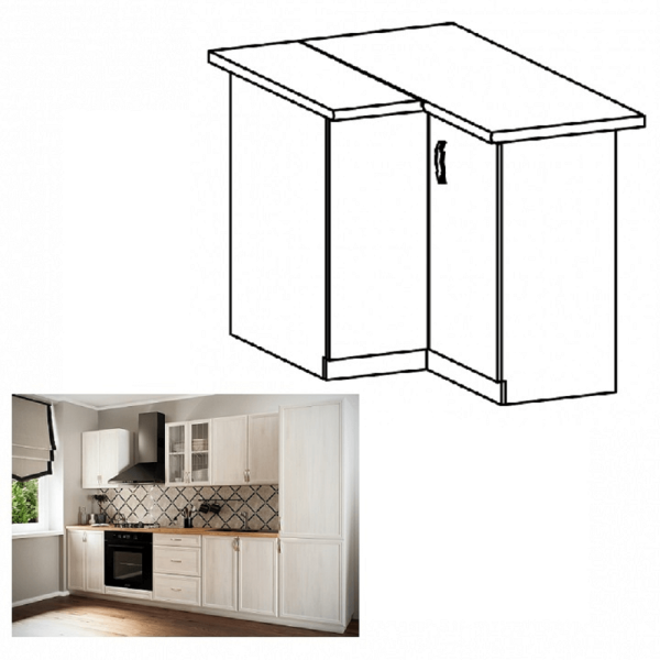 Dulap inferior de colţ D90N, alb/pin Andersen, SICILIA