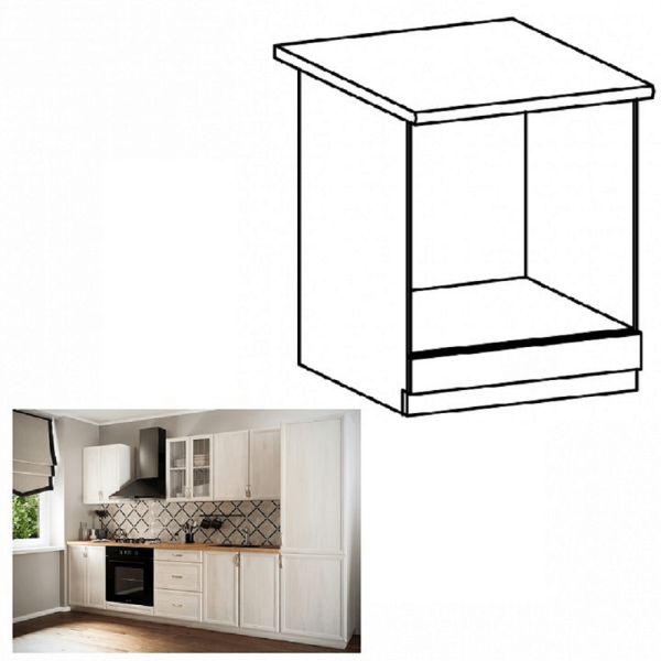 Dulap inferior D60ZK pentru electrocasnice încorporate, alb/pin Andersen, SICILIA