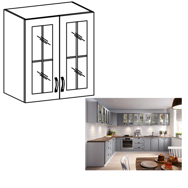 Cabinet superior, alb/gri mat, LAYLA G60S