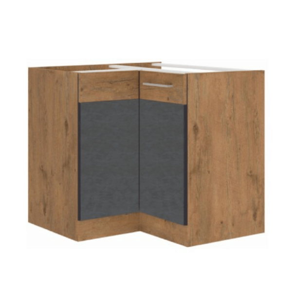 Dulap inferior de colţ, gri mat/stejar lancelot, VEGA 90x90 DN 1F BB