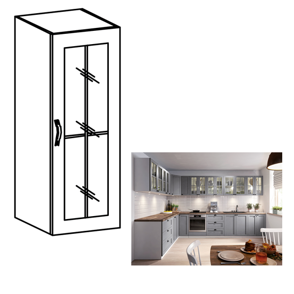 Cabinet superior, alb/gri mat, model dreapta, LAYLA W40S