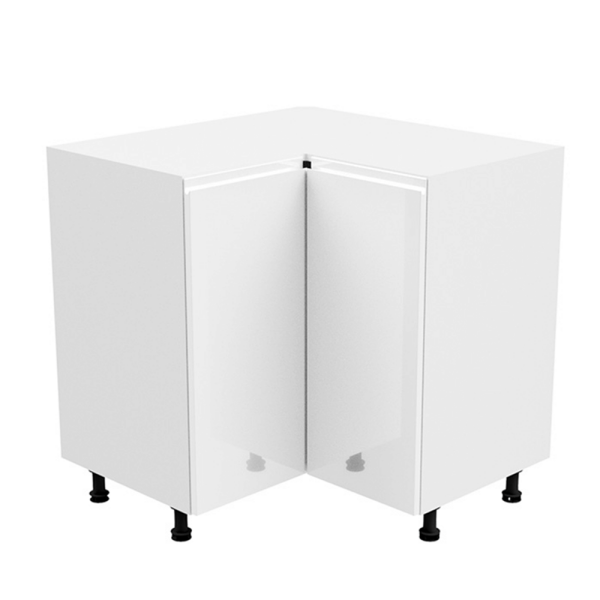 Dulap inferior colţ, alb/alb luciu extra ridicat, AURORA D90N