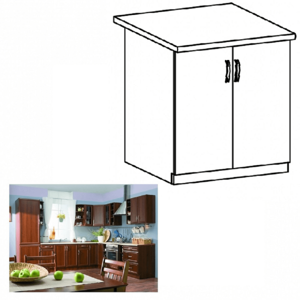 Dulap inferior D80 cu 2 uşi, nuc Milano, SICILIA