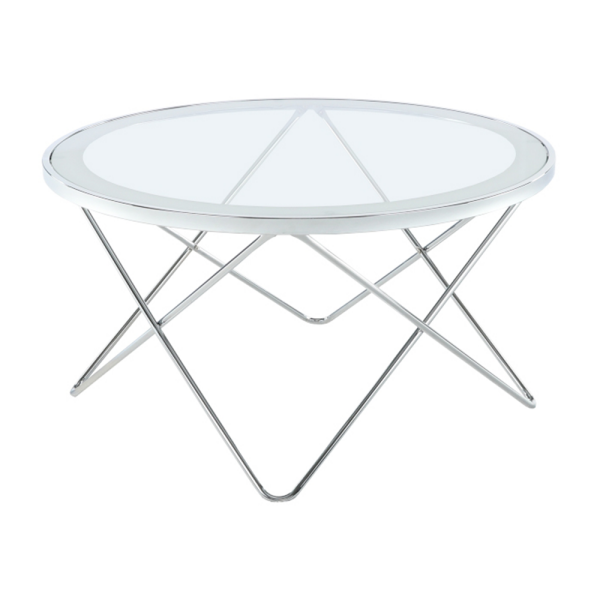 Măsuţă de cafea, crom/sticlă transparentă, LEONEL