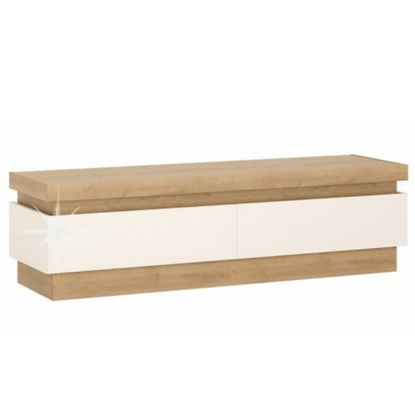 masă TV 01, stejar riviera/alb cu luciu extra ridicat, LEONARDO