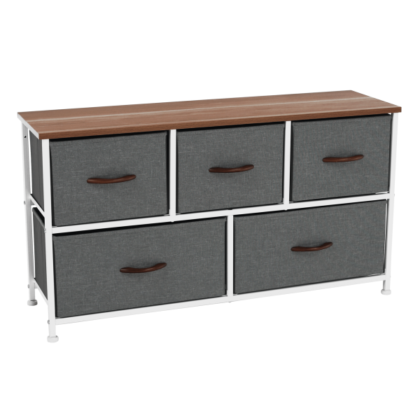 Comodă cu sertare din material textil, arţar roşu/alb/gri deschis, TESSA TYP 1