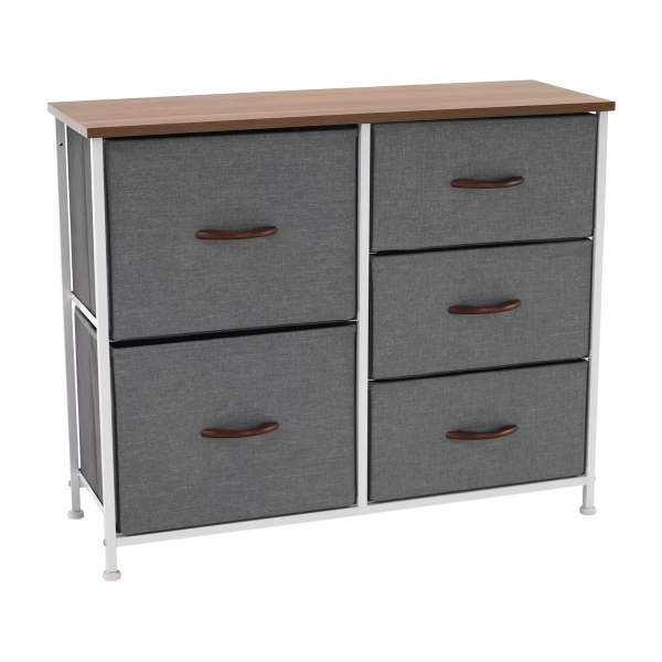 Comodă cu sertare din material textil, arţar roşu/alb/gri deschis, TESSA TYP 2